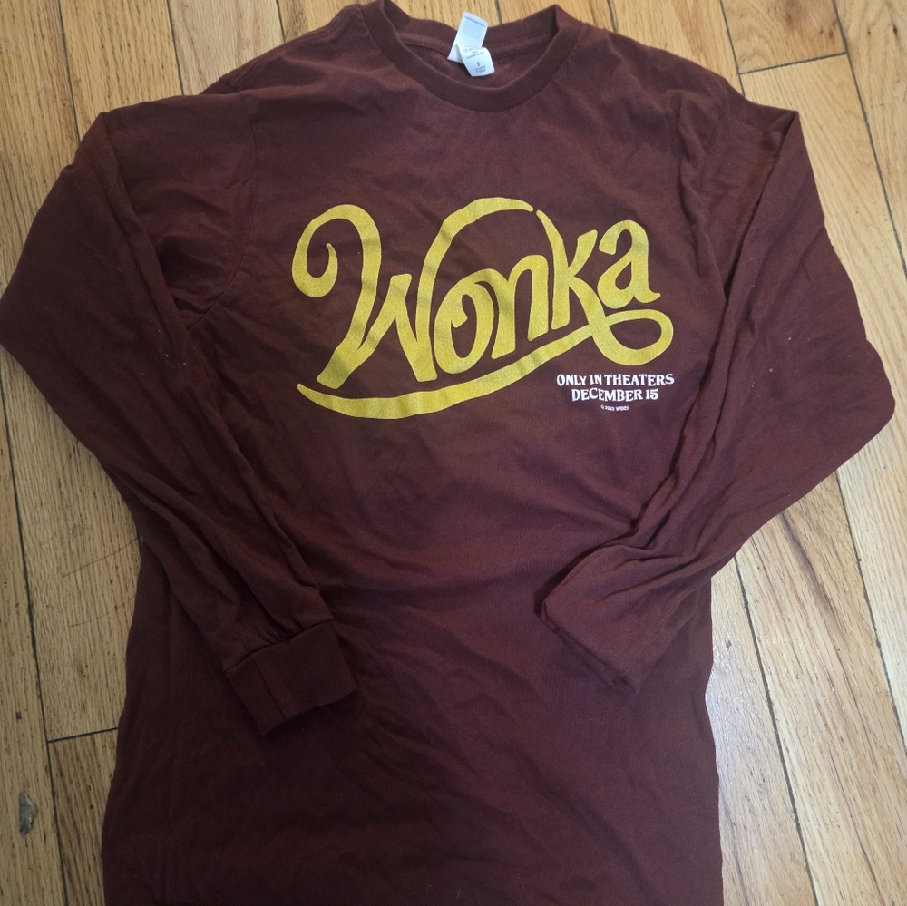 Unisez Burgandy Long Sleeve Wonka Shirt